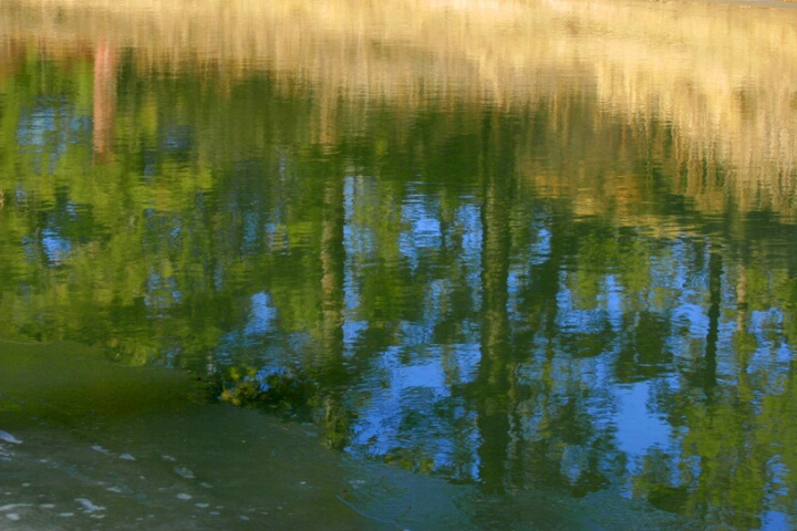 A refection in a thawing river