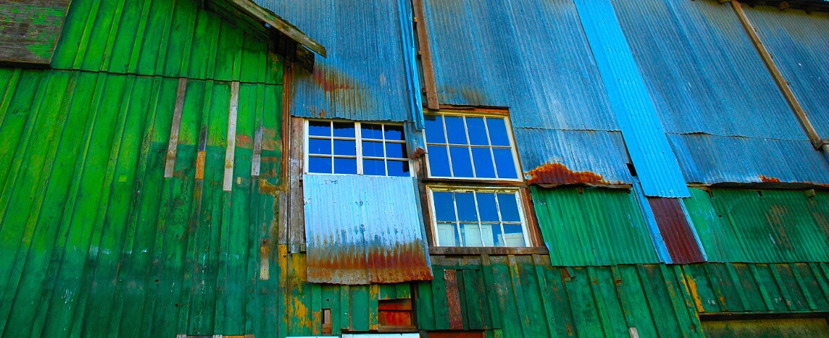 Tin covered building