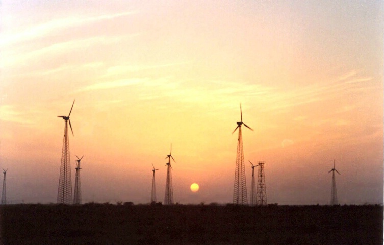 Sun set behind Wind Mills