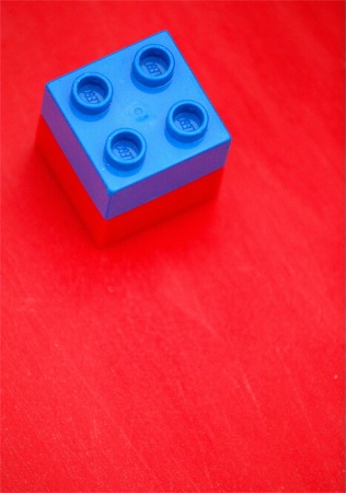 Blue Lego on Red