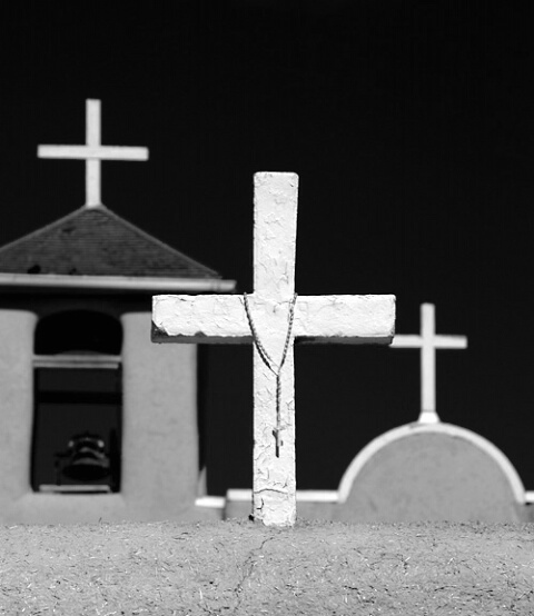 Cross w/Rosary - black&white
