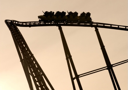 Rollercoaster at sunset