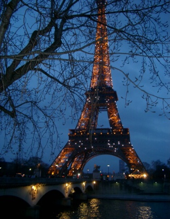 Park bench view of Paris