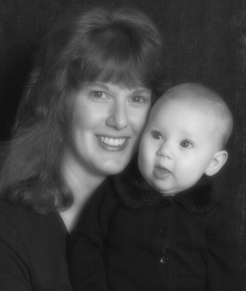 mother and daughter b&w