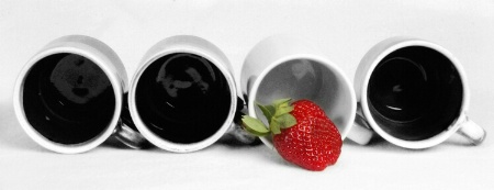 4 cups and a Strawberry