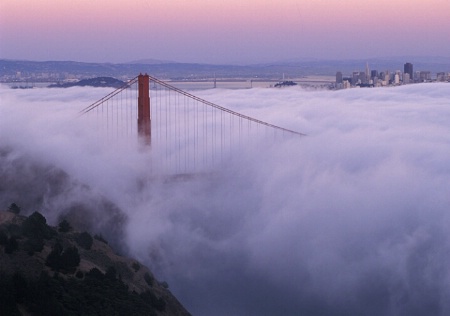 Golden Gate and The City In Fog