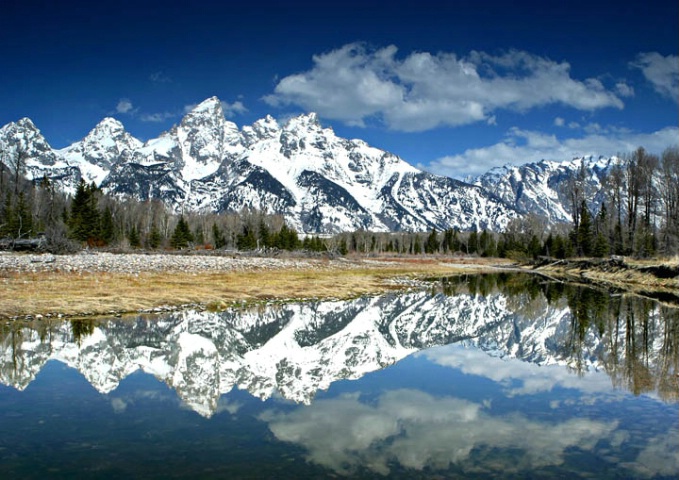 Teton mountains reflected