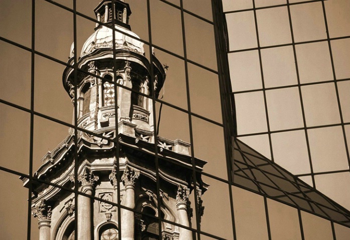 Reflection of Cathedral in Santiago - ID: 879113 © Sharon C. Nickodem