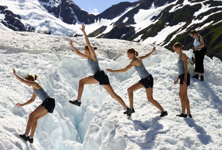 Crevasse Jump on Byron Glacier, Alaska