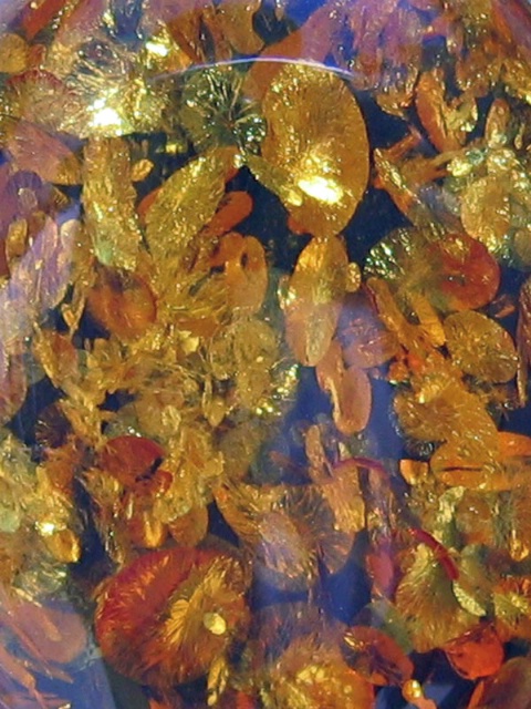Crystals inside an amber