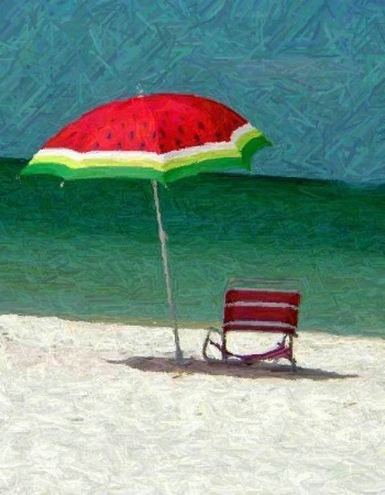 Umbrella and chair