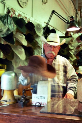 Steaming Cowboy hats to-----