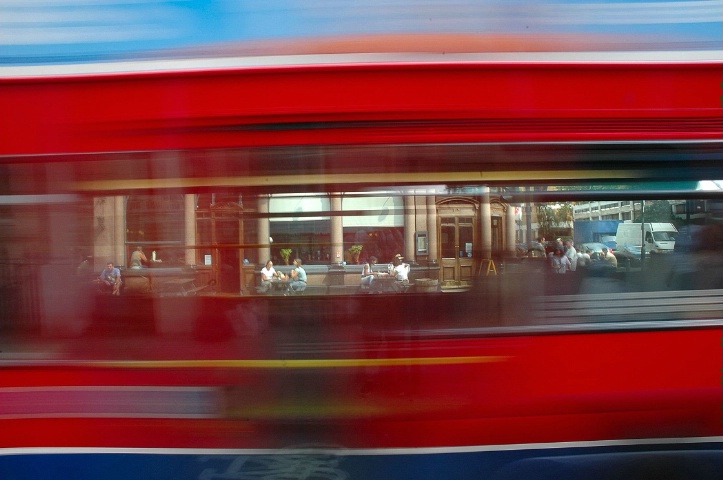 Through the windows of a London Bus