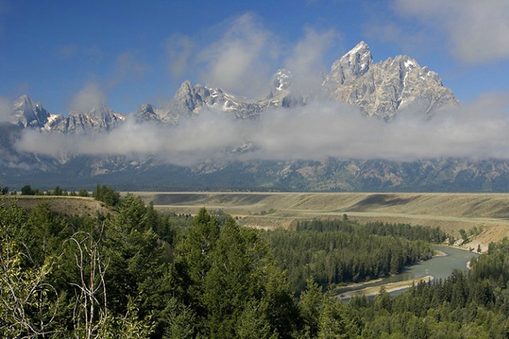 Grand Tetons with Clearing Low Clouds - ID: 1132368 © John Tubbs