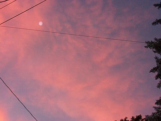 Red Skies At Night With Full Moon