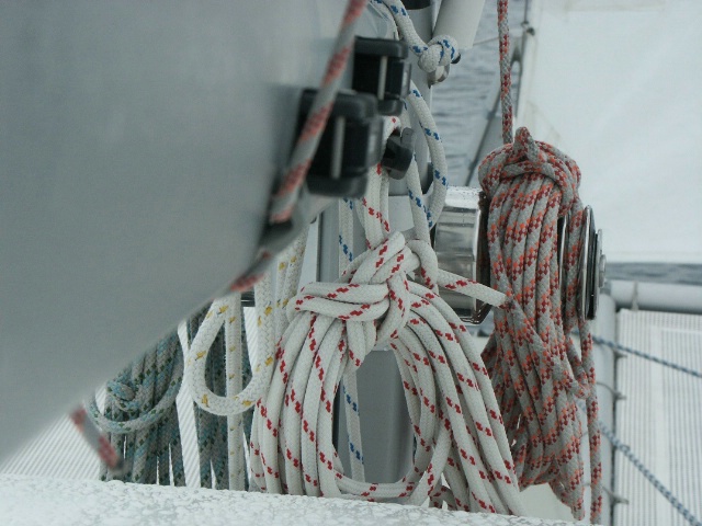 Close up, sail ropes during circumnavigating
