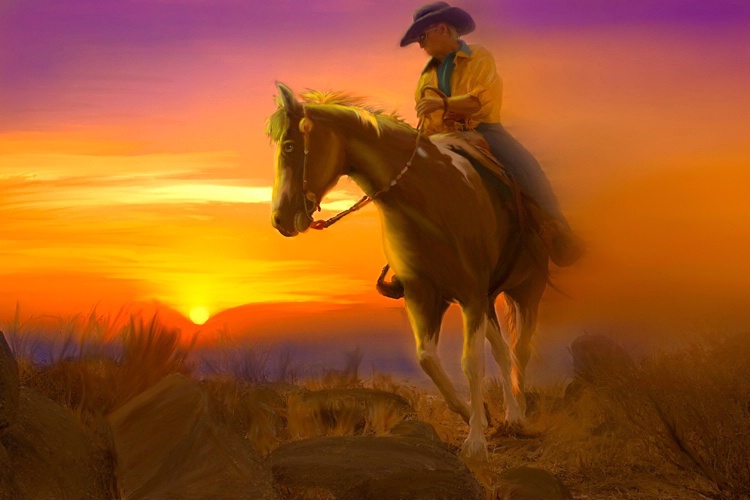 Painter Painting of Southwest Equestrian Sunset 