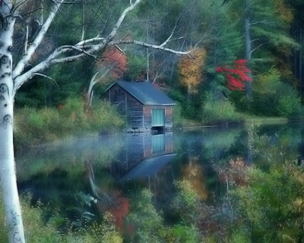 Painted Fall Boathouse