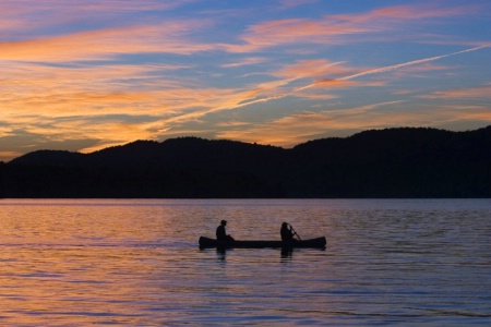 Canoe at sunset, Adirondacks