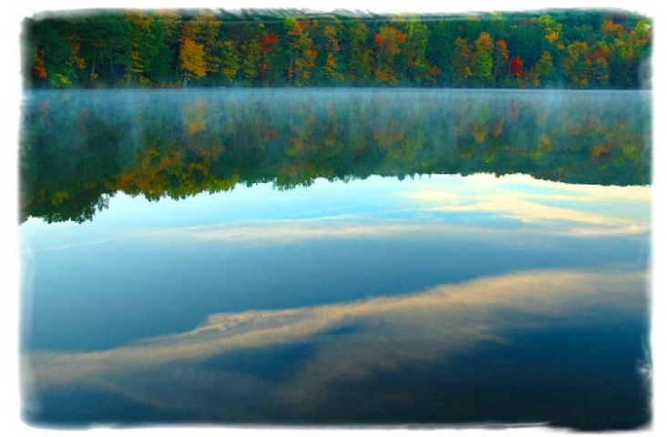 Reflection of fall sunrise sky at Hidden Lake