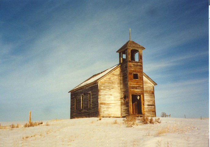 Montana Church in Snow