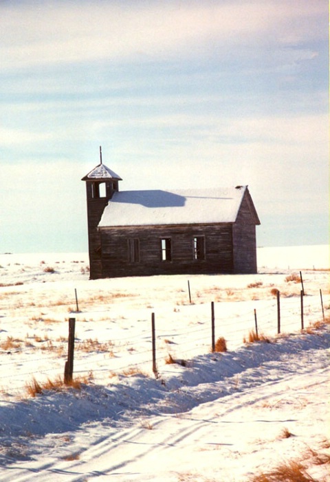 Montana Church with Snow 