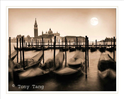 Venice  - Gondolas  in Sepia - ID: 1454106 © Tony Tang