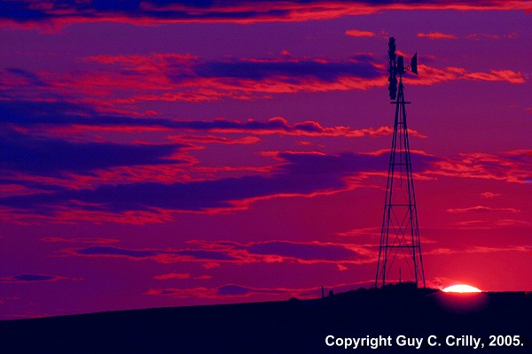 Windmill Sunset Silhouette