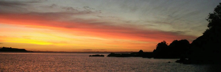 Rakino Island Sunset Hauraki Gulf Auckland NZ pano