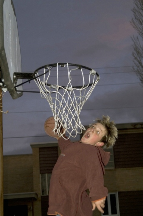 Jerad going for basket