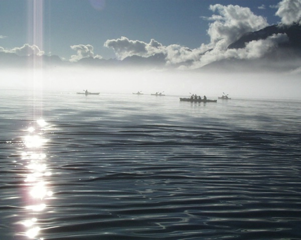 Kayaks in Fog