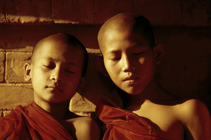 Two monk boys in Pagan, Burma