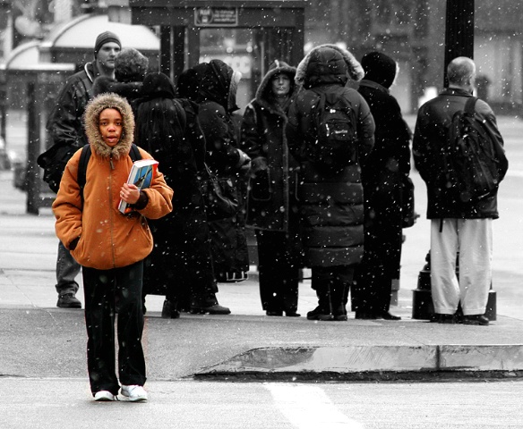 Girl at Bus Stop