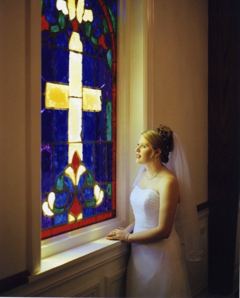 Bride at window