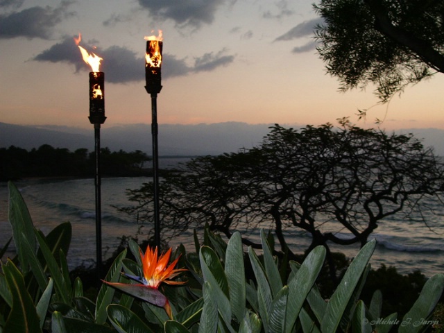 Tiki Sunset at Mauna Kea Resort