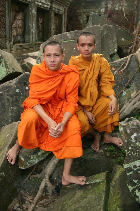 Buddhist Monks at Ta Prohm Cambodia