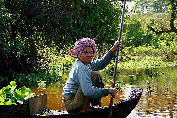 Khmer Woman in Boat