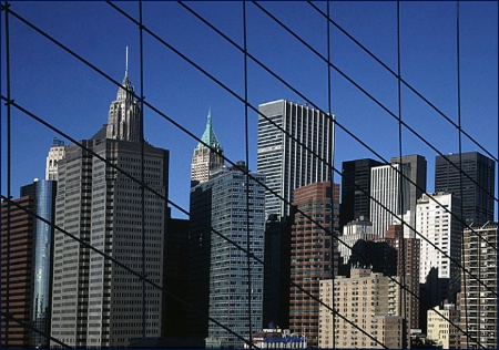 Scene through Brooklyn Bridge