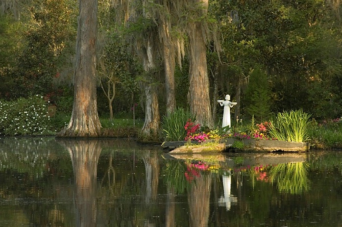 Garden Statue and Reflection, Magnolia Gardens, SC