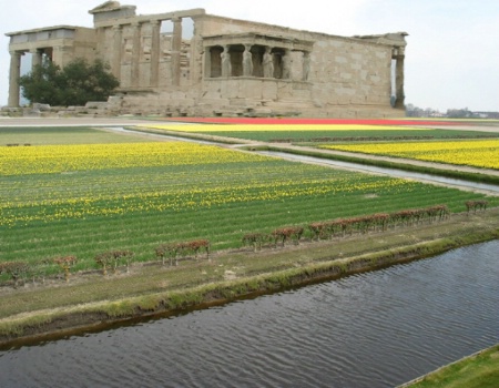 Parthenon Greece/Keukenhof tulip field Holland