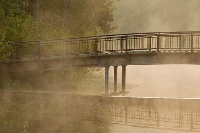 Bridge and Fog at Sunrise, Callaway Gardens, GA