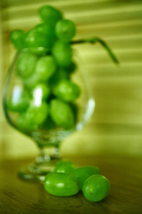 Grapes on Wooden Block