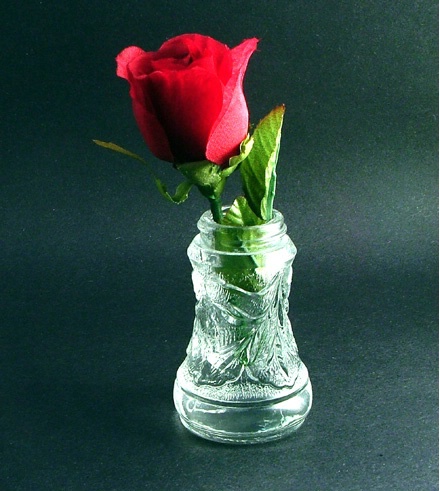 Rose in salt shaker.