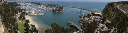 Dana Point Harbor, CA in panorama