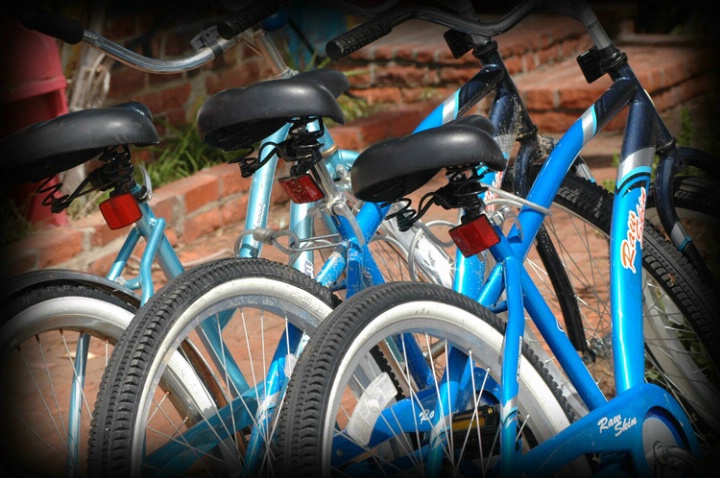 Three Blue Bikes