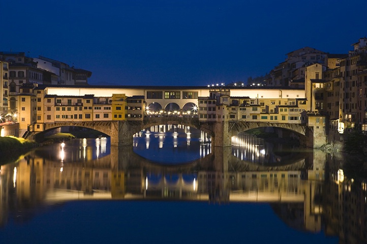 Twilight on Ponte Vecchio, Florence, Italy
