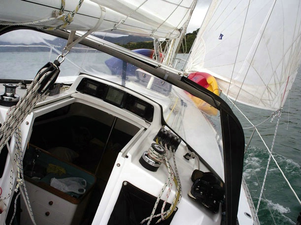 Onboard White Heat under sail.