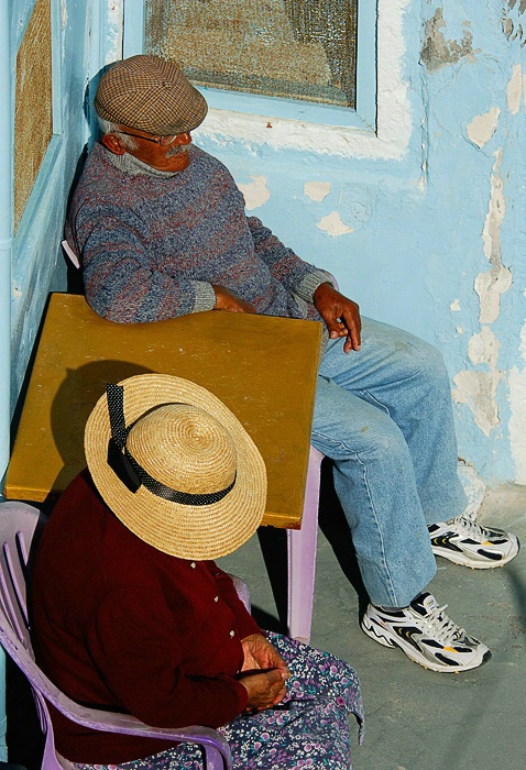 Old couple in Santorini, Greece