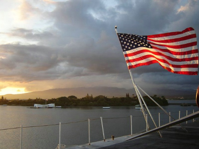 USS Arizona Memorial at Sunset