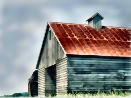 rusty roofed barn